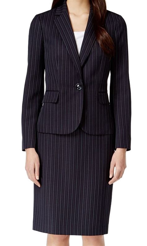 navy blue pinstripe suit women's.